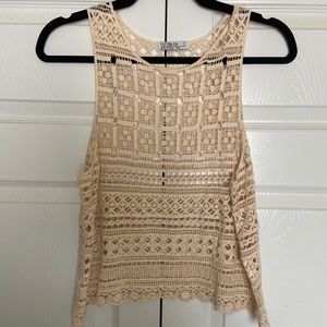 Cream crochet crop top